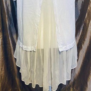 CLU White Silk Back Floaty Contrast Top Size L
